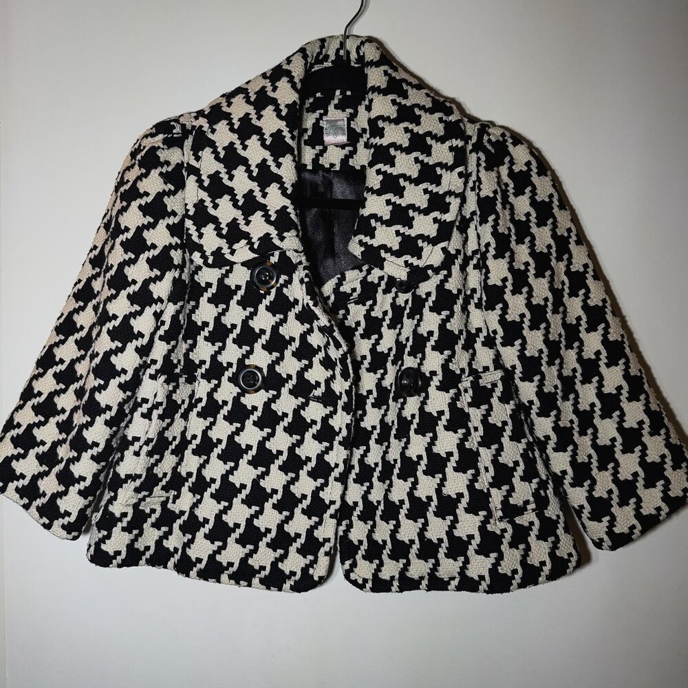 AQUA Bloomingdales Houndstooth Cropped Jacket - Size XS